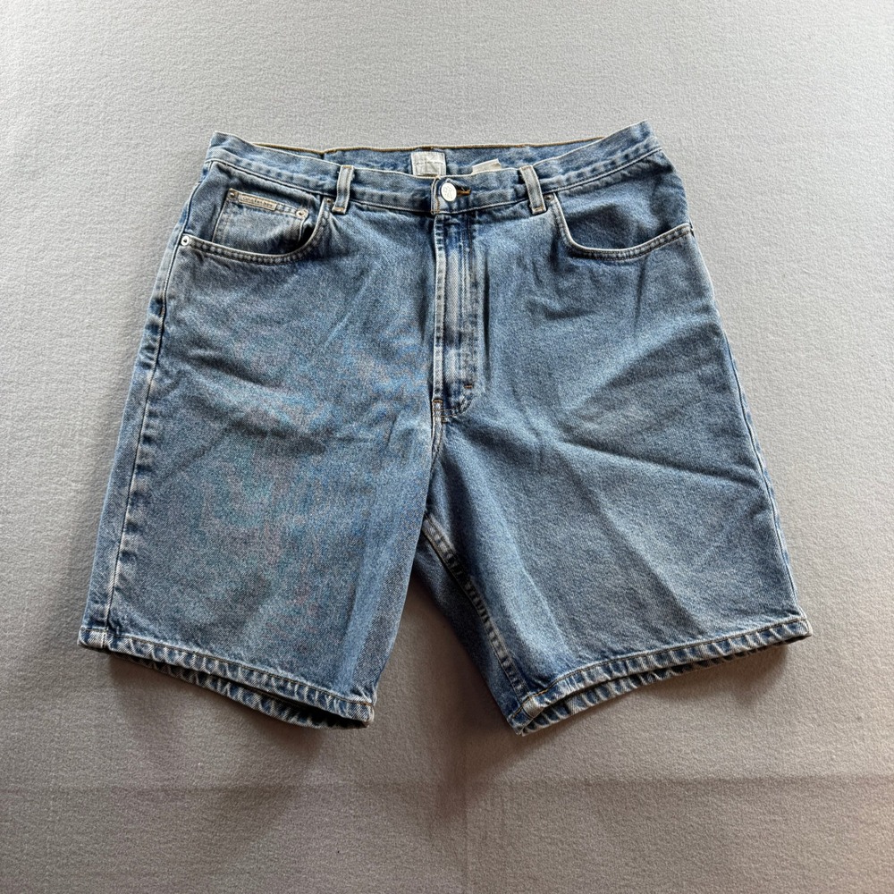 Calvin Klein Denim Shorts Mens 36 Blue Vintage Baggy 9" inseam 100% Cotton